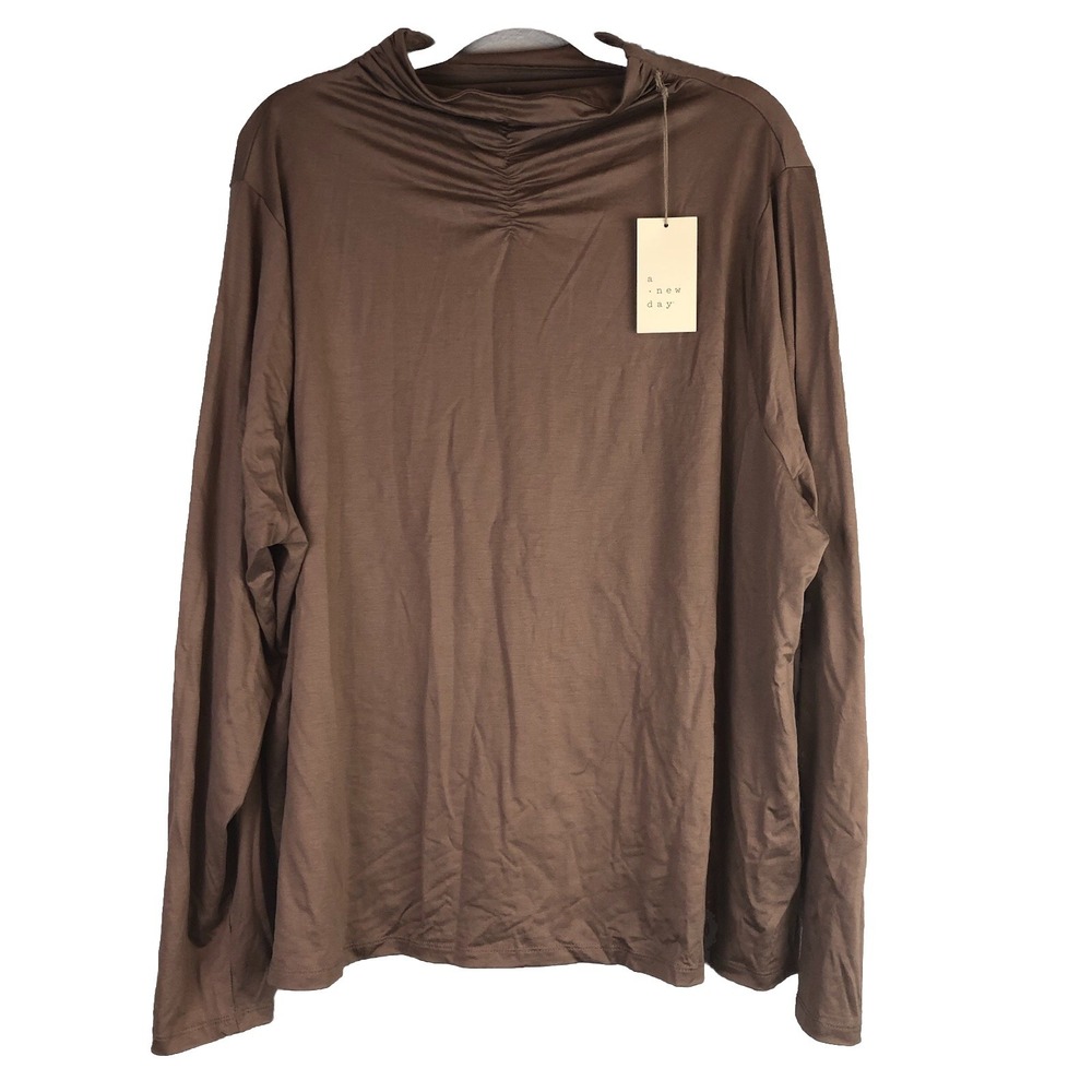 A New Day‎ Womens Turtleneck Long Sleeve Sweater Size 3X Taupe Top Neutral Basic